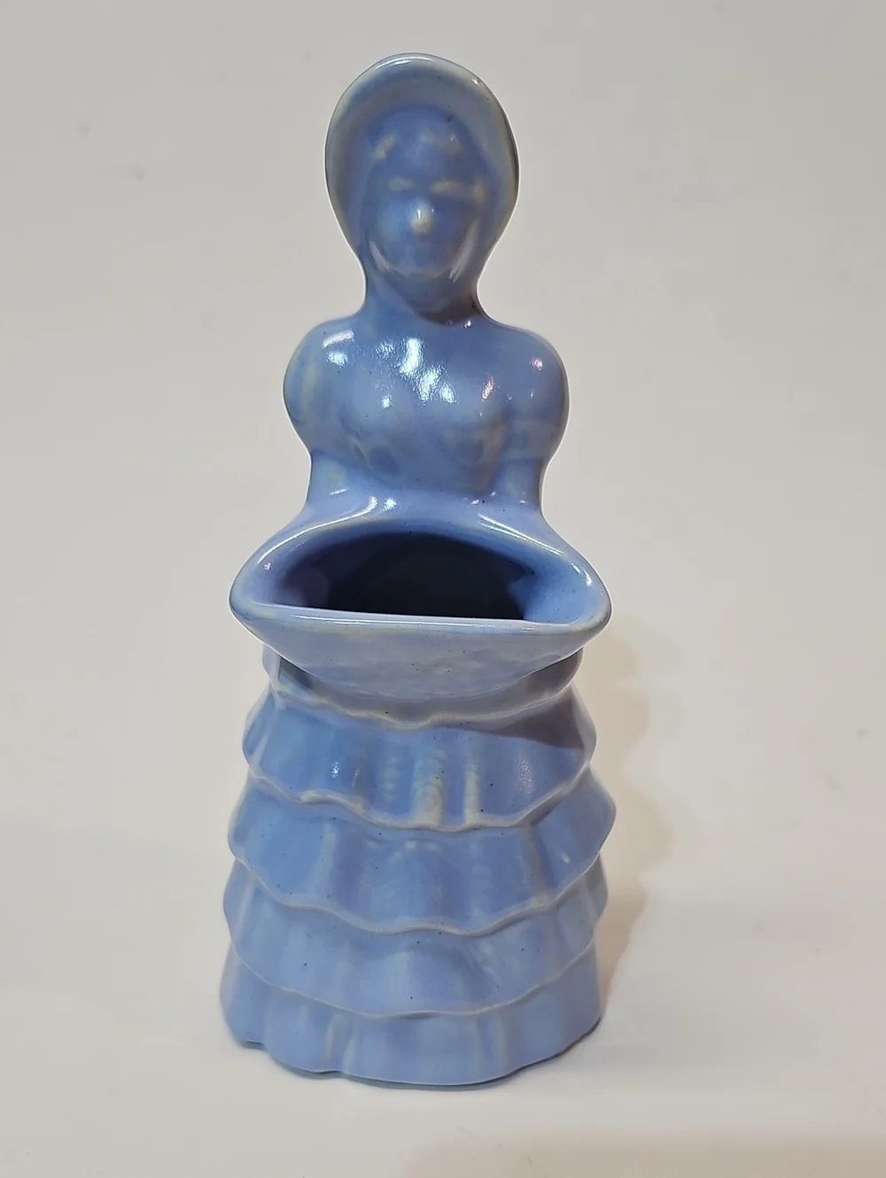 Vintage Haeger Pottery Blue Southern Belle Lady 1940s Ceramic Planter / Vase